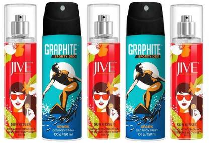 JIVE Sun Kisser -3 and SPARK -2 PACK OF 5 M Body Spray  -  For Men & Women