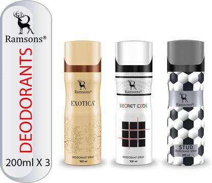 RAMSONS Exotica, Secret Code and STUD Deodorant Combo Deodorant Spray  -  For Men & Women