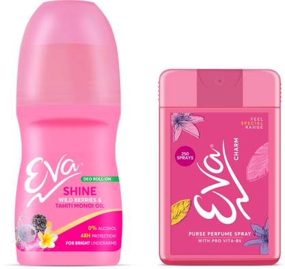 EVA Shine Underarm Deo Rollon 50ml | Bright Underarms & purse perfume Charm 18ml Deodorant Roll-on  -  For Women
