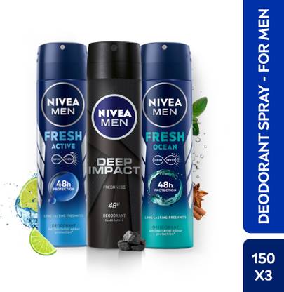 निविया Fresh Active, Fresh Ocean, Deep Impact 150ml (Pack of 3)  -  पुरुषों के लिए