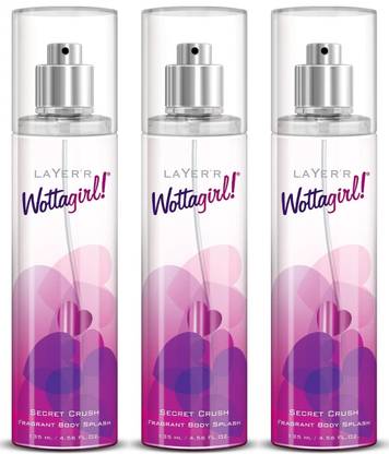 LAYER'R Wottagirl Secret Crush Body Splash For Women 135ml x Pack of 3 Body Spray  -  For Women