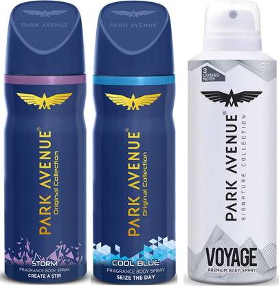 PARK AVENUE storm & cool blue and voyage combo Deodorant Spray  -  For Men & Women