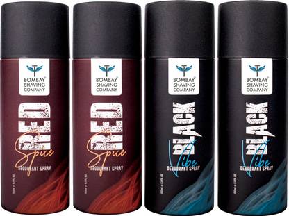 BOMBAY SHAVING COMPANY Red Spice & Black Vibe 150ml x 4 Combo Deodorant Spray – For Men  (600 ml, Pack of 4) at Rs. 429