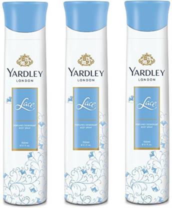 Yardley London Women Lace 150ML Each (Pack of 3) Deodorant Spray  -  For Women