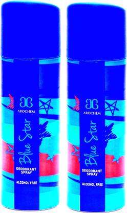 AROCHEM 2 x Blue Star Deodorant Spray  -  For Men & Women