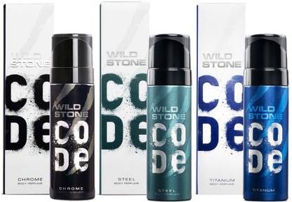 Wild Stone CODE CODE Chrome, Steel & Titanium Body Perfume (150 ml each) Deodorant Spray  -  For Men
