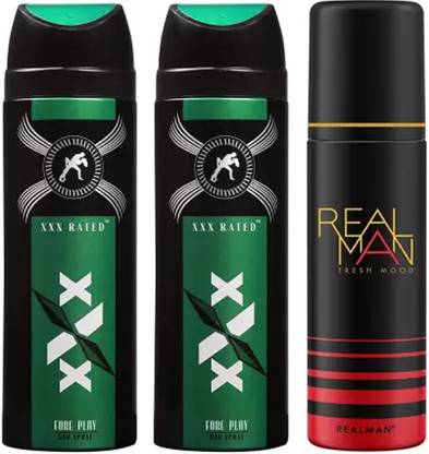 Real Man 1 Fresh Mood Deo 150ml & XXX 2 Fore Play deo 150ml Deodorant Spray  -  For Men & Women