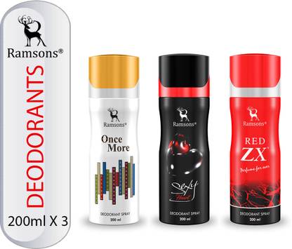 RAMSONS Once More, SexyHeart and Red ZX Deodorant Combo Deodorant Spray  -  For Men & Women