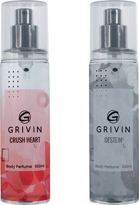 Grivin Crush Heart & Destein Long Lasting (each 100 ML) Perfume Body Spray  -  For Men & Women