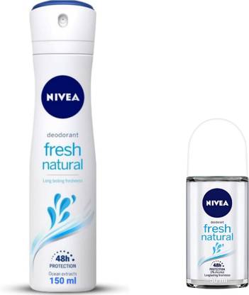 NIVEA Fresh Natural Deo 150 ML & Fresh Natural Roll On 50 ML Deodorant Spray  -  For Men & Women
