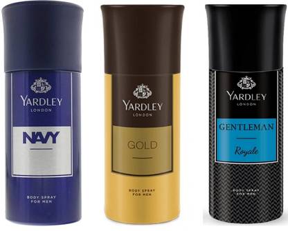 Yardley London 1 Navy ,1 Gold & 1 Royale Body Spray ( 150 ml Each ,Pack of 3) Body Spray - For Men & Women