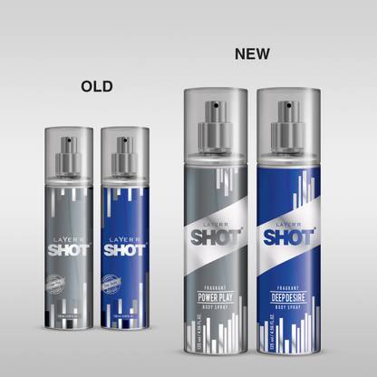 LAYER'R SHOT Silver Combo Power Play, Deep Desire Deodorant Spray  -  For Men