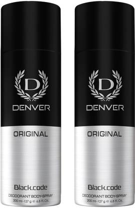 DENVER Black Code Deo Long Lasting Pack Of 2 Deodorant Spray  -  For Men