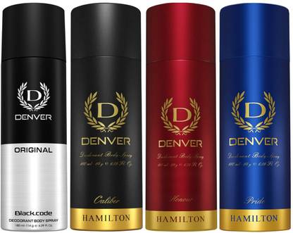 DENVER Black Code, Caliber, Honour & Pride Deodorant Spray - For Men