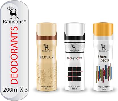 RAMSONS Exotica, Secret Code and Once More Deodorant Combo Deodorant Spray  -  For Men & Women