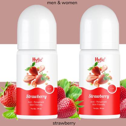 HYFIC Strawberry Whitening & Sweat Block Roll-On - All-Day Freshness Deodorant Gel  -  For Men & Women