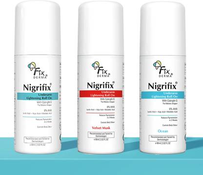 Fixderma Nigrifix Underarm Ocean Roll on With 6% AHA, Lactic Acid & 1% Mandelic Acid Deodorant Roll-on  -  For Men & Women