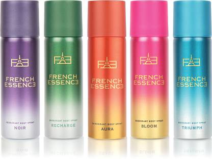 फ्रेंच एसेंस Luxury Combo Pack Noir,Recharge,Aura,Bloom & Triumph(50ml Each) Long Lasting Deo  -  पुरुषों और महिलाओं के लिए