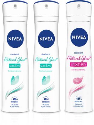 NIVEA Natural Glow Sensitive Deodorant & Natural Glow Smooth Deodorant Spray  -  For Women