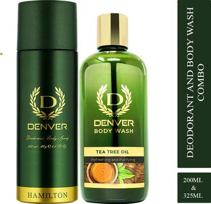 DENVER Hamilton 200 ml & Bodywash With Tea Tree Oil 325 ml Combo Deodorant Spray  -  For Men