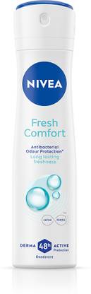 NIVEA Fresh Comfort Deo, Odour Free, Floral Scent, Long Lasting 48h Derma Protection Deodorant Spray  -  For Women