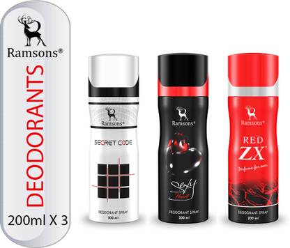 RAMSONS Secret Code, Sexy Heart and Red ZX Deodorant Combo Deodorant Spray  -  For Men & Women