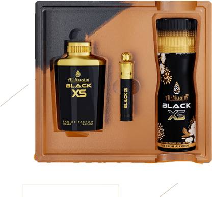 Al-Nuaim Black Xs 6ml Attar Roll &100 Ml Eau De Perfum,200 Ml Perfum Combo Pack Of-3 Perfume Body Spray  -  For Men & Women