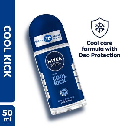 Nivea Men Cool Kick, Antibacterial 72h Protection, Long Lasting Kick of Freshness Deodorant Roll-on  -  For Men