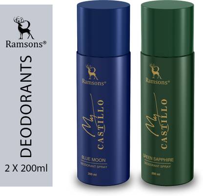 RAMSONS MY CASTILLO GREEN SAPPHIRE & MY CASTILLO BLUE MOON Combo Deodorant Spray  -  For Men & Women