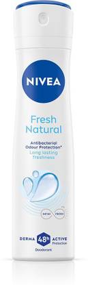 NIVEA Fresh Natural, Floral Scent & Odour Free, Long Lasting 48h Derma Protection Deodorant Spray  -  For Women