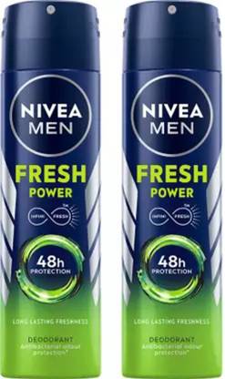 NIVEA Fresh Power Deo Spray, 48h Derma Odour Protection with Citrus, Musk, Spice Body Spray - For Men  (150 ml, Pack of 2)
