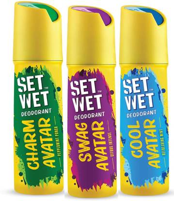 SET WET Cool, Charm & Swag Avatar Deodorant & Body Spray Perfume For Men,Pack of 3 Deodorant Spray  -  For Men