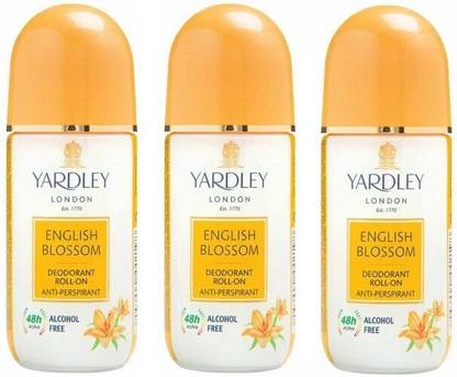 Yardley London 3 English Blossom Deodorant Roll-on - For Men & Women(Pack of 3) Deodorant Roll-on  -  For Men & Women