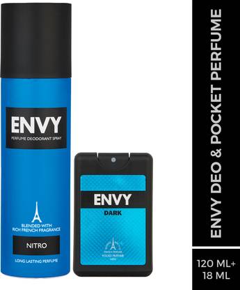 Envy Nitro Body Deo 120 ml & Dark Pocket Perfume 18 ml Deodorant Spray  -  For Men