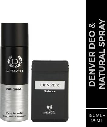 DENVER Black.code Body Deo & Pocket Perfume (150 + 18 ml) Deodorant Spray  -  For Men