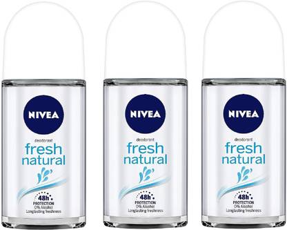 NIVEA Fresh Natural Roll On 25ml 3 PCS Body Spray  -  For Women