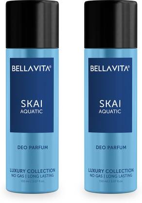 BELLAVITA SKAI Aquatic Body Parfum Deo Combo, Long Lasting Premium Fragrance (Pack of 2) Deodorant Spray  -  For Men