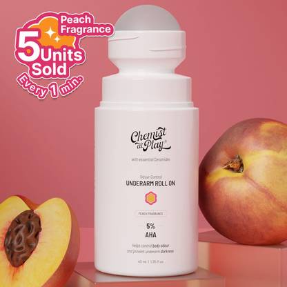 Chemist at Play 5% AHA Underarm Roll On | Lactic Acid? for Men & Women - Peach Fragrance Deodorant Roll-on  -  For Men & Women