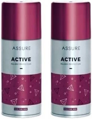 KINJPA PUFF%ASSURE ALL DAY PROTECTION ACTIVE DEO 150ML 2X150ML Deodorant Spray  -  For Men