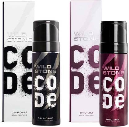 Wild Stone CODE Iridium & Chrome (120 ml each) Perfume Body Spray  -  For Men