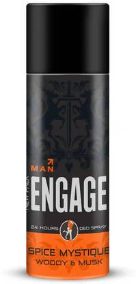 Engage Spice Mystique, Woody and Leather, Skin Friendly Deodorant Spray  -  For Men