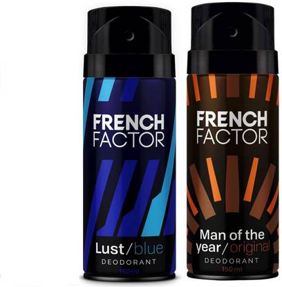 French Factor Man of the Year Original & Lust Blue Deo Combo - Long Lasting, 2x150ml Body Spray  -  For Men