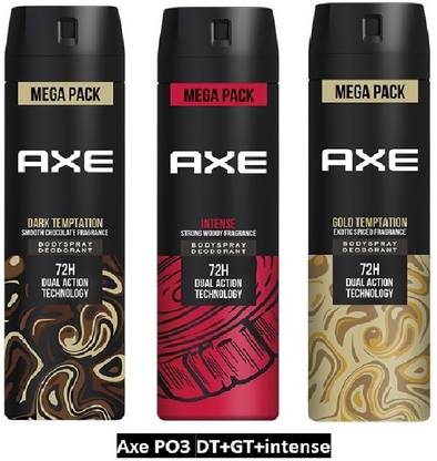 AXE Gold Temptation, Dark Temptation and Intense Deodorant Spray – For Men  (645 ml, Pack of 3)
