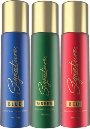 SIGNATURE Deodorant Body Spray | Blue, Red & Green | Elegent & Distinctive | Deodorant Spray  -  For Men & Women