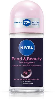 NIVEA Pearl & Beauty Fine Fragrance for Smooth Underarms 0% Alcohol 72 Hour For Women Deodorant Roll-on  -  For Women
