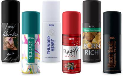 RIYA Bindas,Melody,Thunder Heart,Party Wear,Born Rich,Black Rock Deodorant 40 ML Each Deodorant Spray  -  For Men & Women