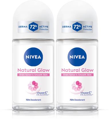 NIVEA Natural Glow, Even Tone & Smooth Skin, with Vitamin C & 0% Alcohol Deodorant Roll-on  -  For Women