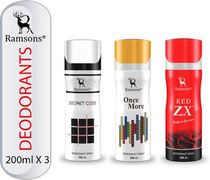 RAMSONS Secret Code, Once More and Red ZX Deodorant Combo Deodorant Spray  -  For Men & Women