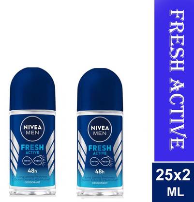 NIVEA Fresh Active Demanding Roll-On Deodorant (25mlx2) (Pack of 2) Deodorant Roll-on  -  For Men
