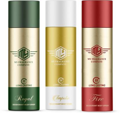 My Fragrance Deodorant Original Royale-Impulse-Fire Set For Men & Women 165ml Each Deodorant Spray  -  For Men & Women